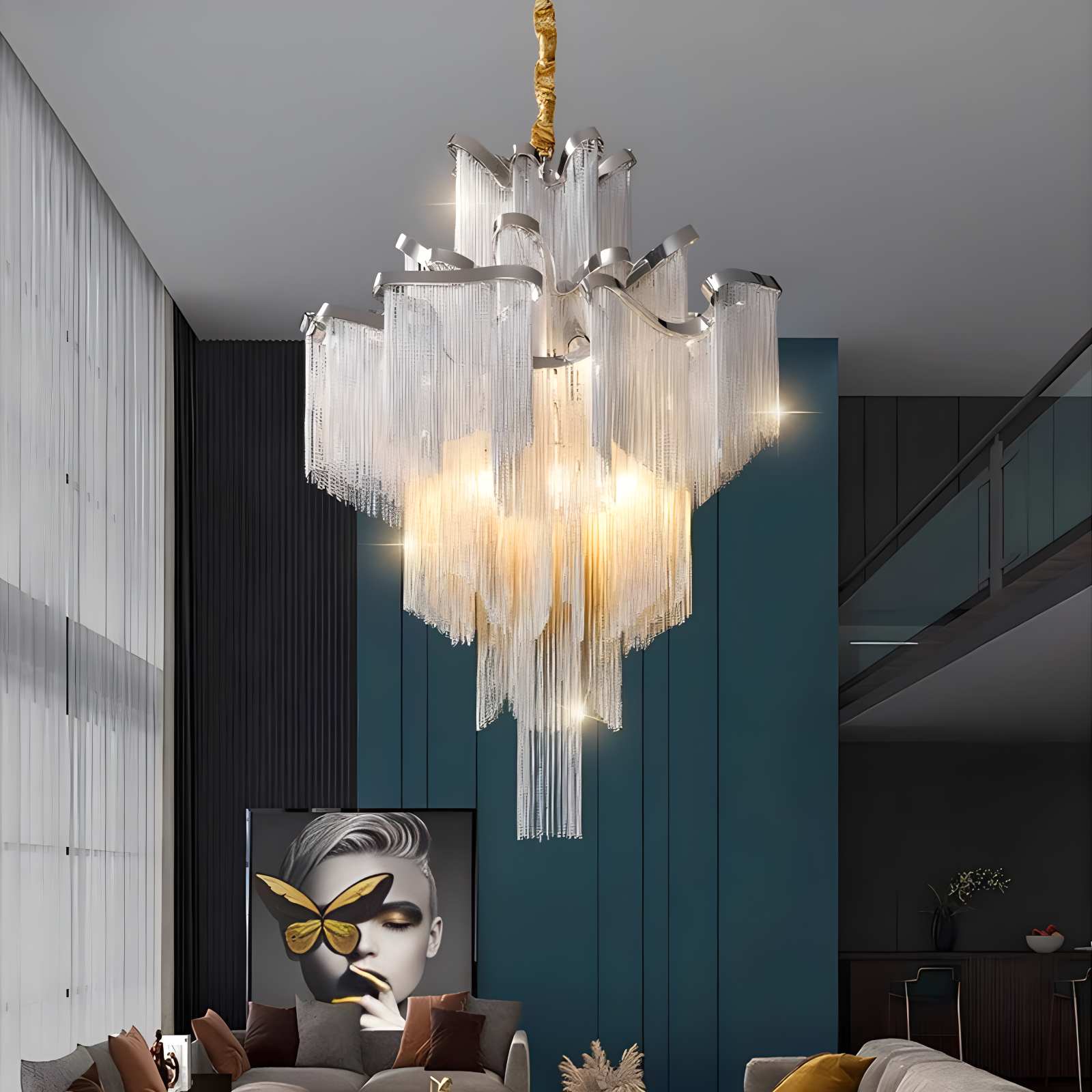 Antizer Aluminum Tassel LED Ceiling Chandelier
