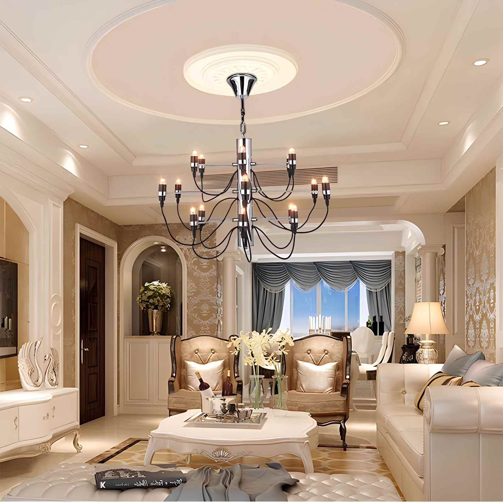 Antizer Tiered Modern Candle Chandelier