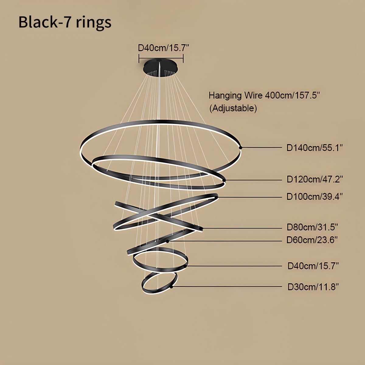 modern multi light pendant size