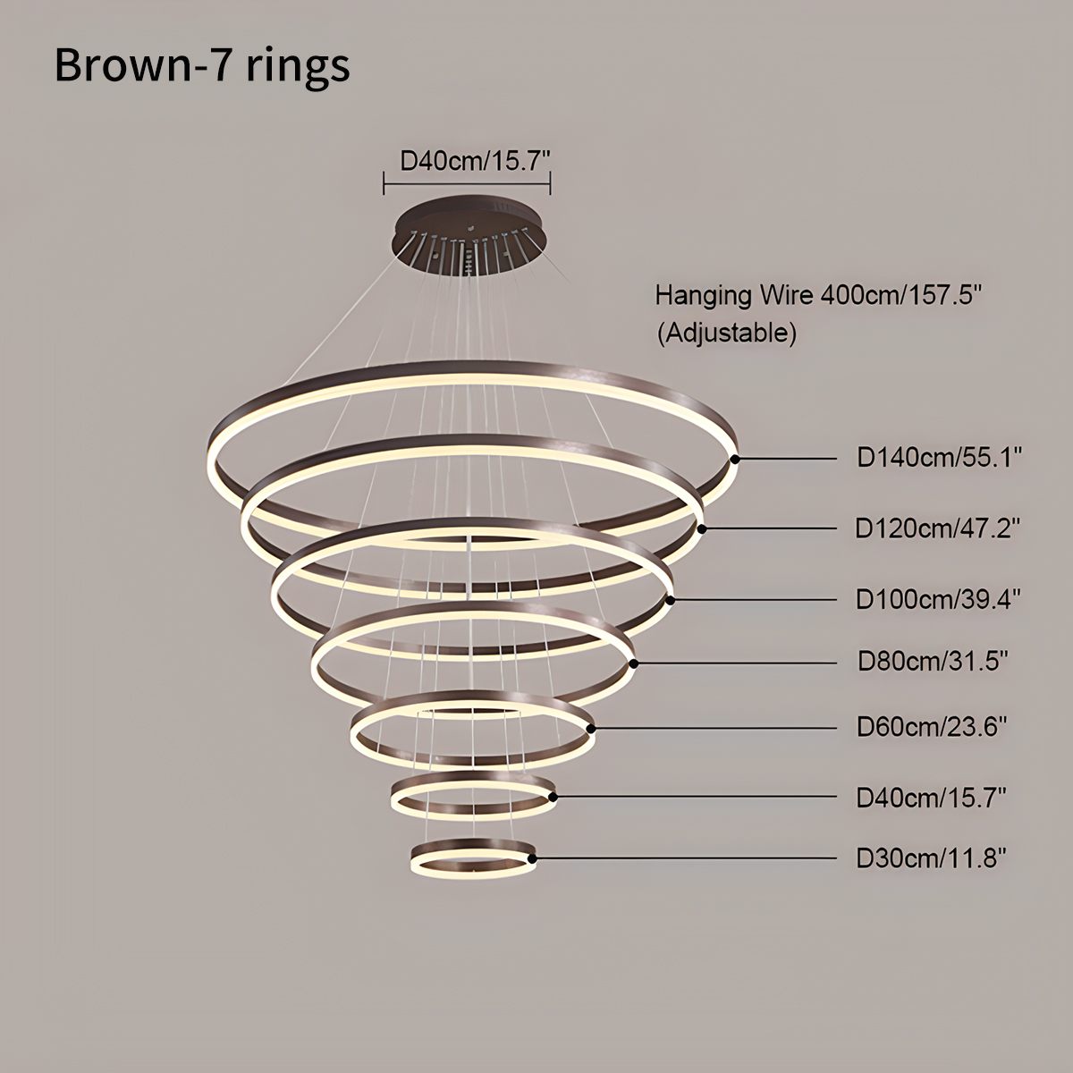7-tiered circular chandelier size
