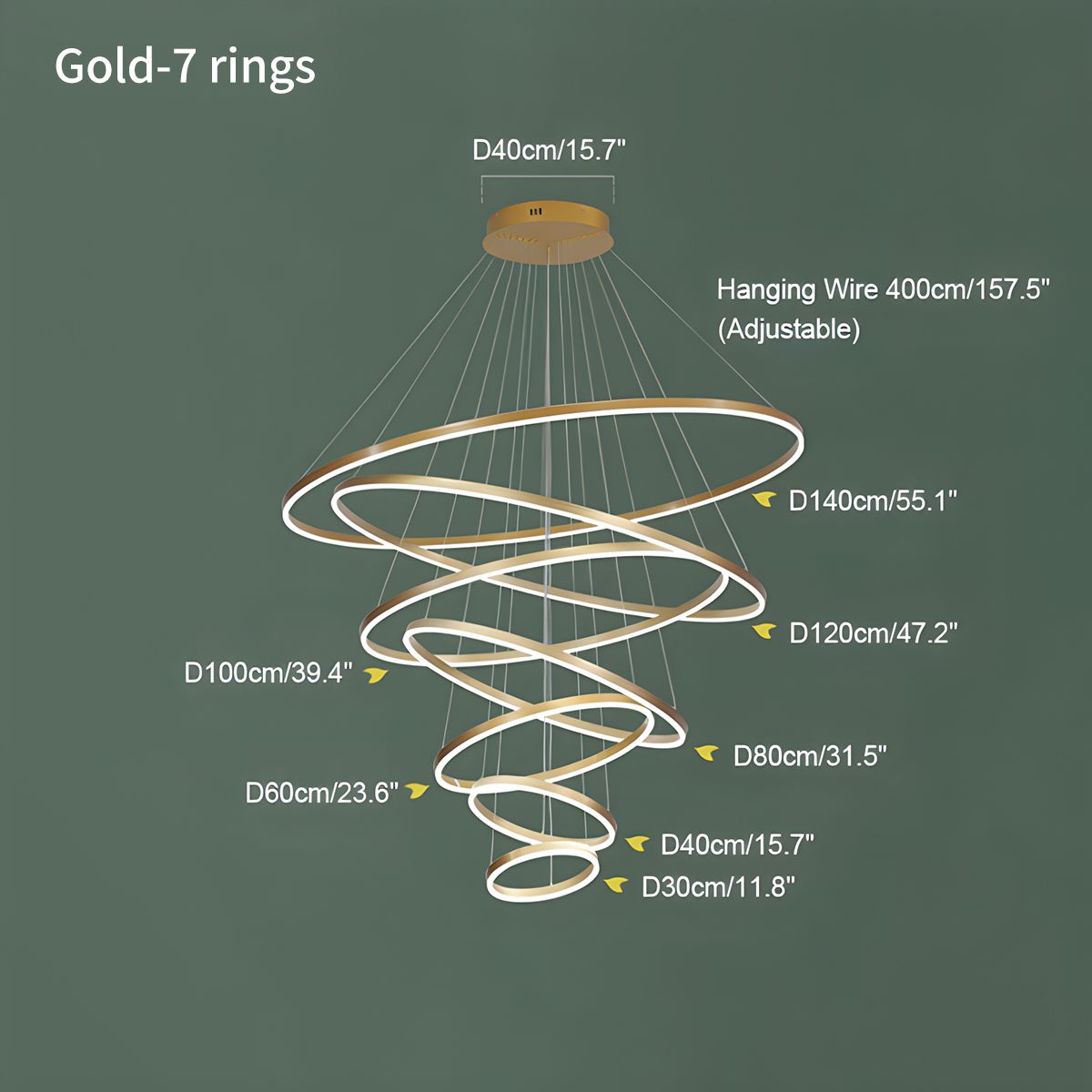 Gold Tiered Ring Chandelier Size