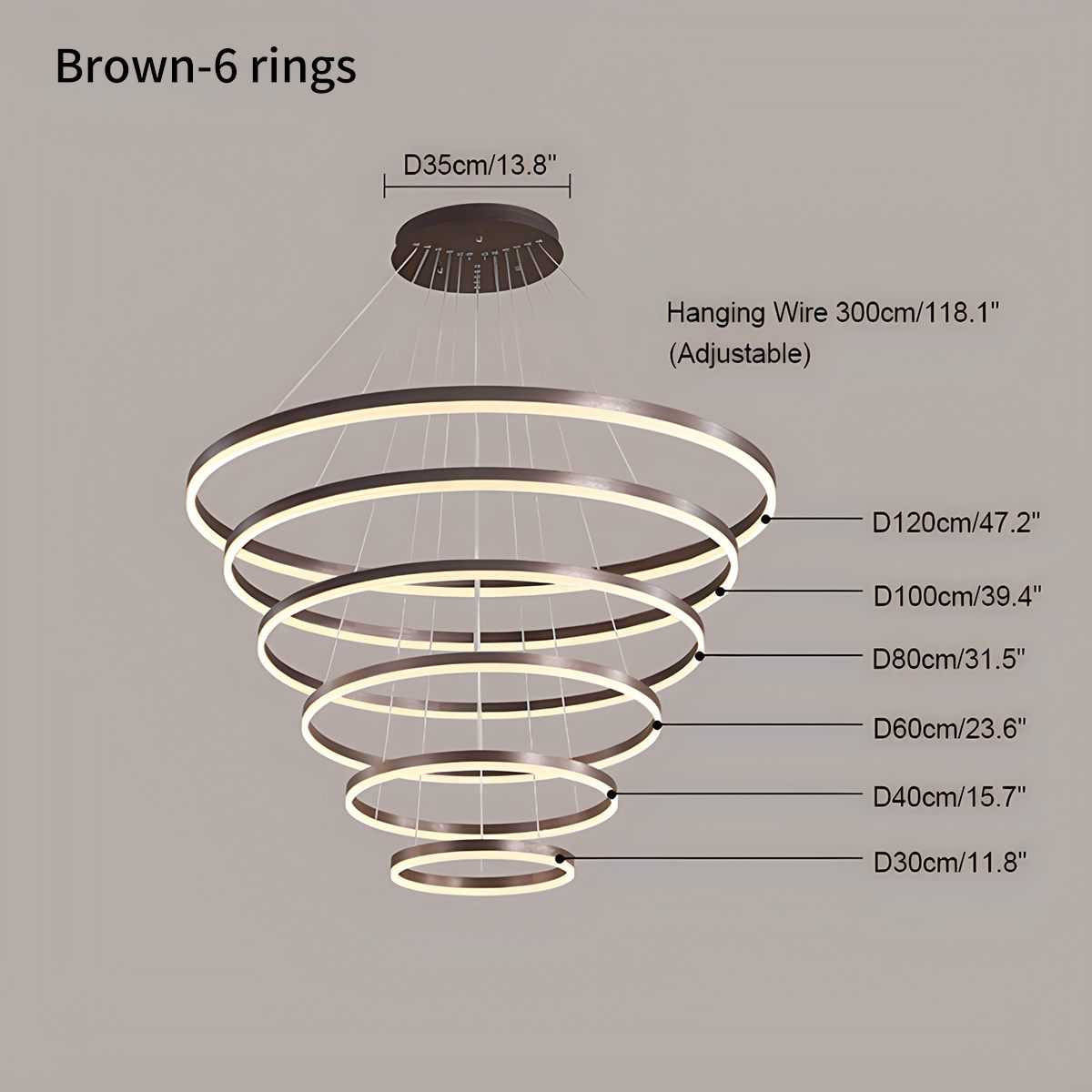 Modern Tiered Ring Chandelier Size