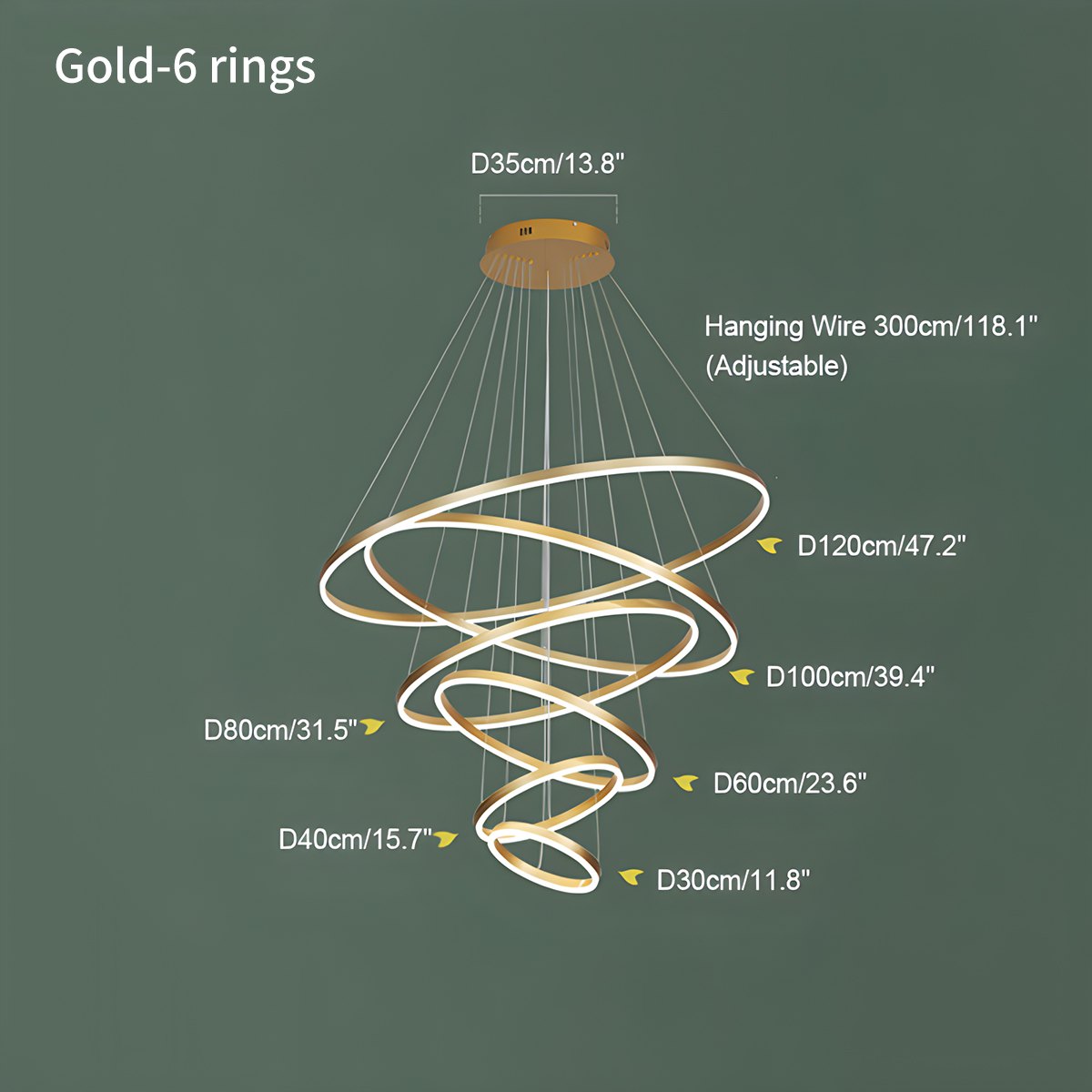 Gold Tiered Ring Chandelier Size