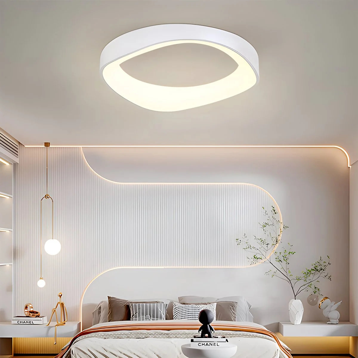 Antizer Nordic Acrylic Circle Ceiling Light for Bedroom White