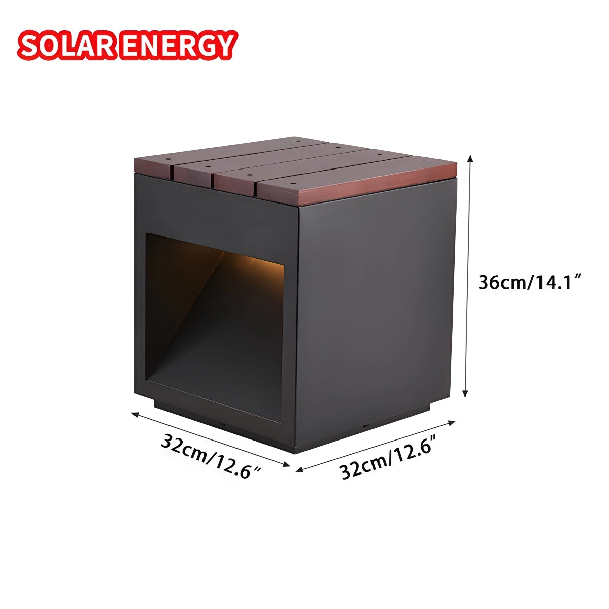 Antizer Solar Wooden Square Stool Outdoor Light