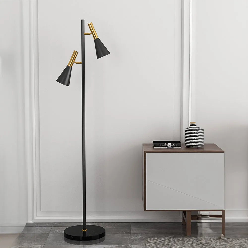 Antizer 2-Bulb Adjustable Pole Floor Lamp Black