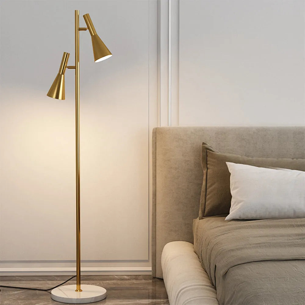 Antizer 2-Bulb Adjustable Pole Floor Lamp Gold