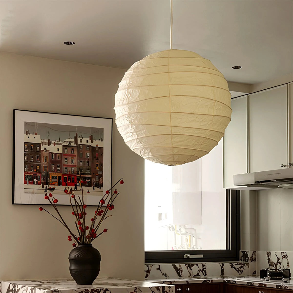 round rice paper pendant lamp
