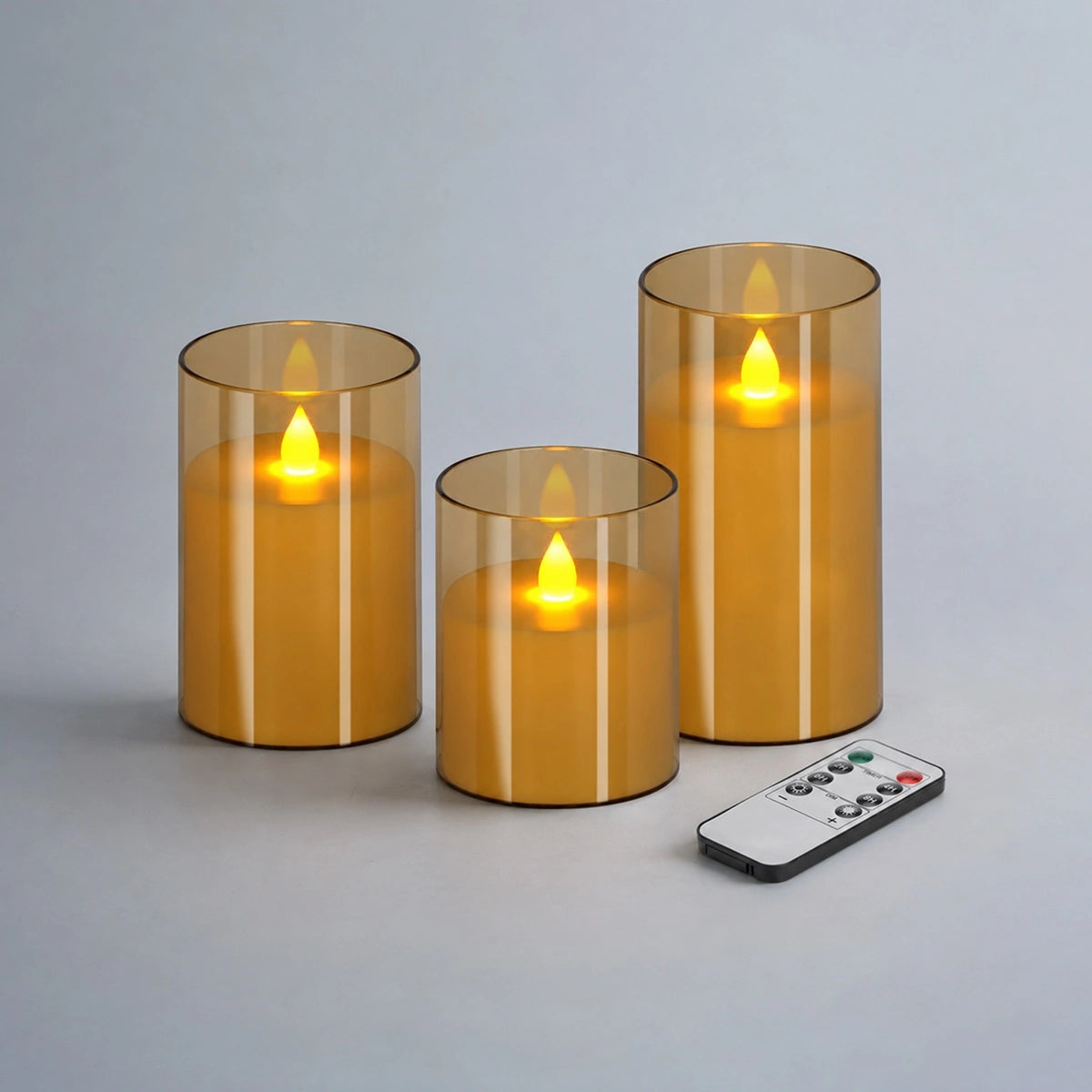 Antizer Amber Acrylic Glass Pillar Flameless Candle 12 Pack × 6