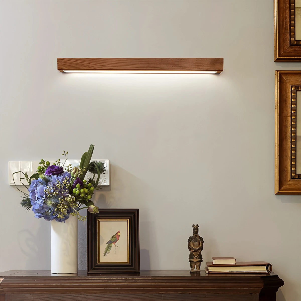 Ambient linear wood wall light