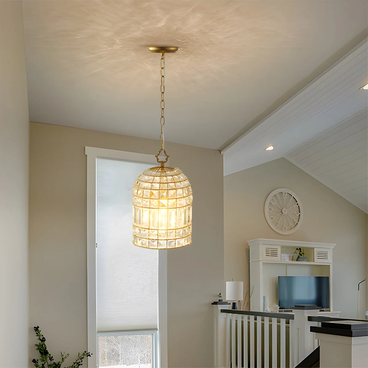 Antizer Birdcage Crystal Pendant Light for Dining Room