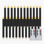 Antizer Black Drip Flameless Taper Candle 24 Pack × 16