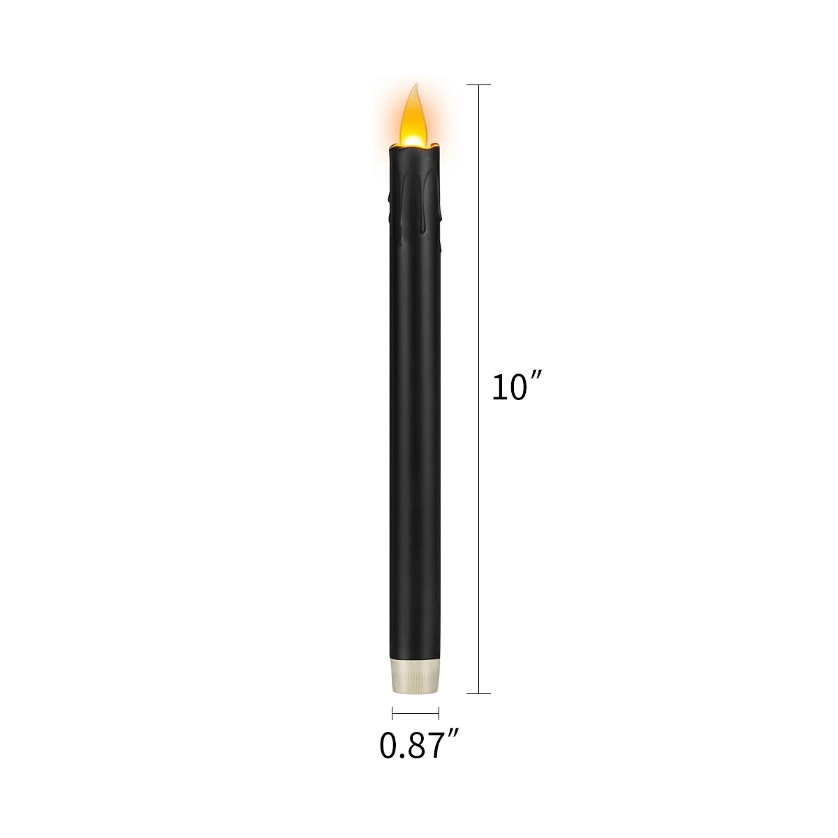 Antizer Black Drip Flameless Taper Candle 24 Pack × 16