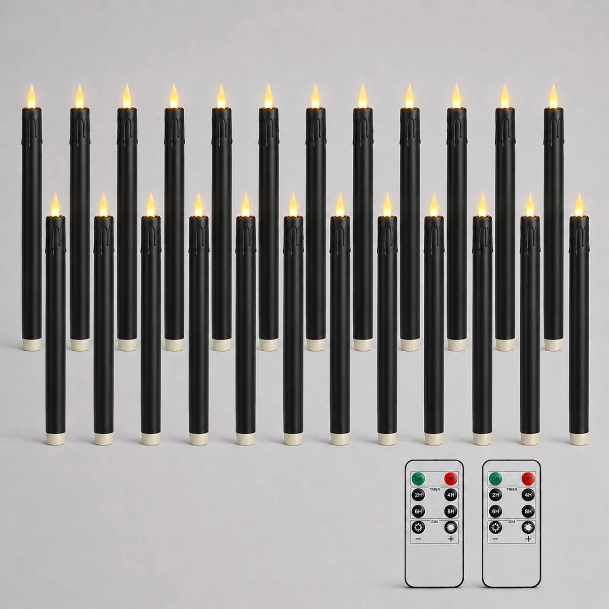 Antizer Black Drip Flameless Taper Candle 24 Pack × 16