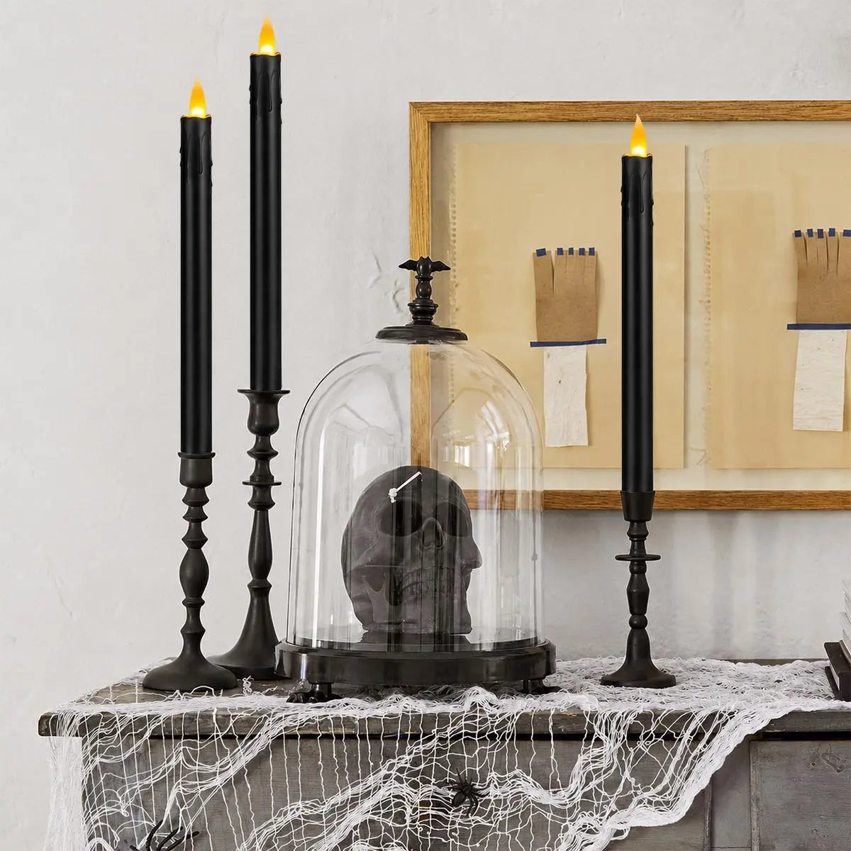 Antizer Black Drip Flameless Taper Candle 24 Pack × 16