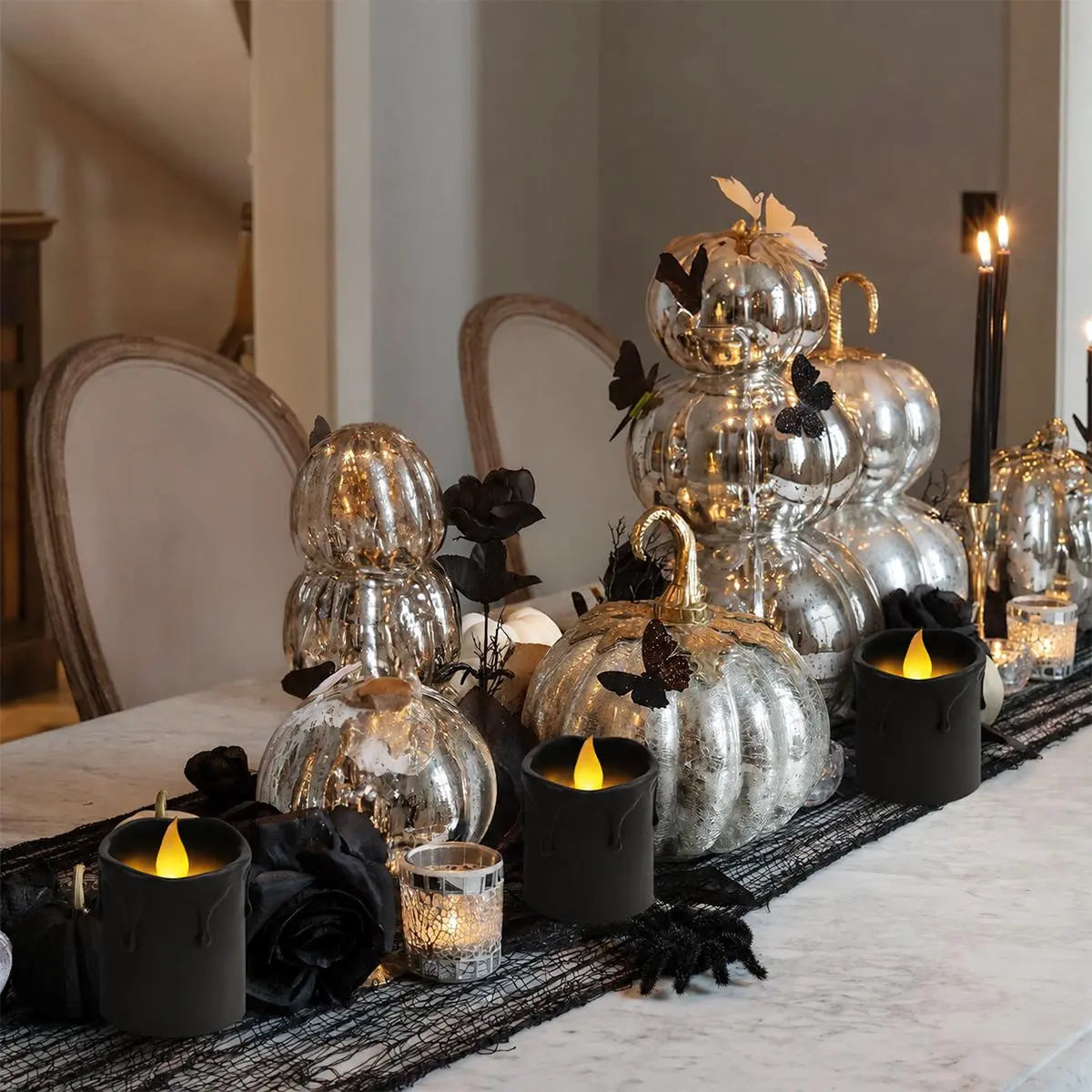 Antizer Black Drip Flameless Votive Candles 12 Pack × 36