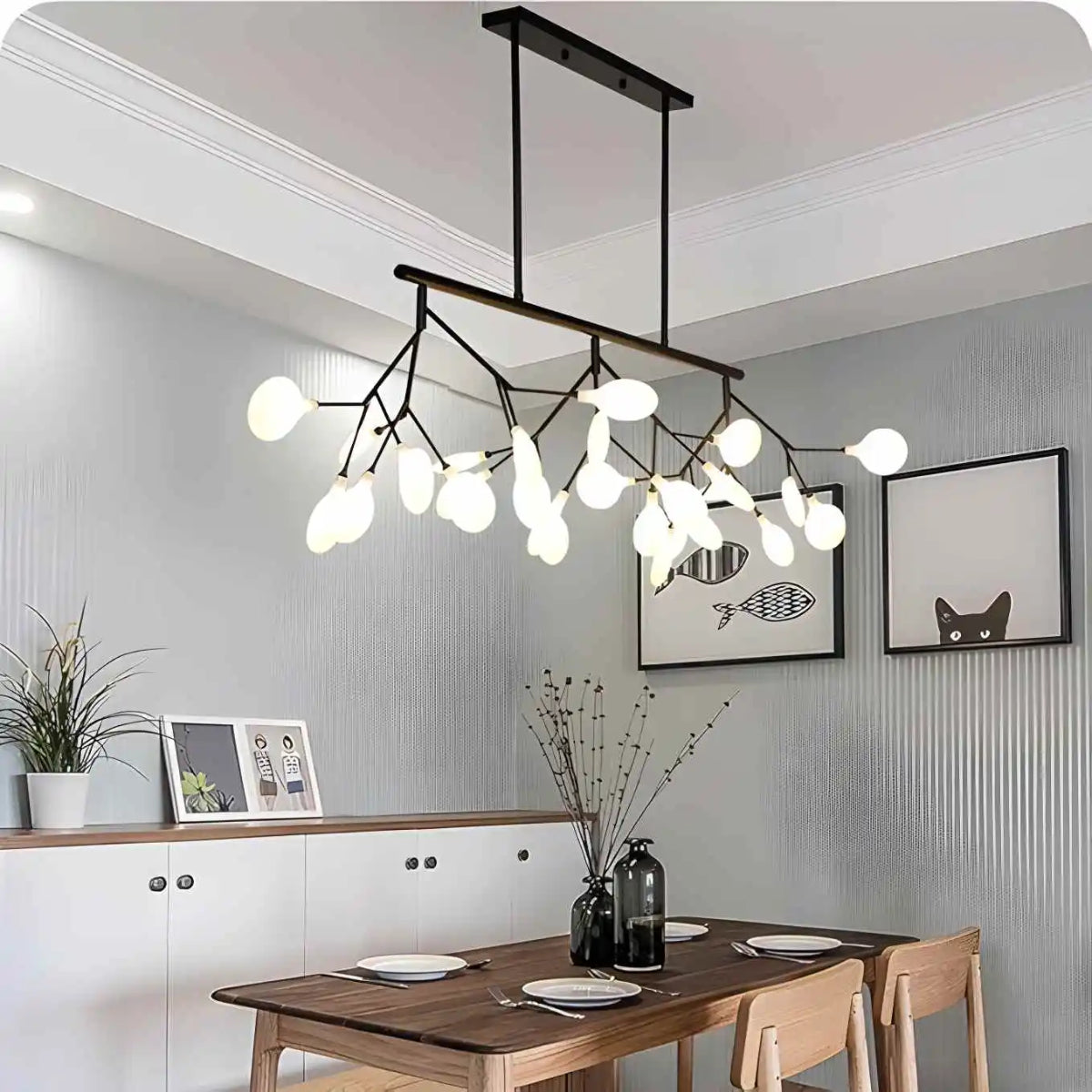 Antizer Black Firefly LED Chandelier 108 Heads-∅ 59″x H 13.8" / Dia 150cm x H 35cm
