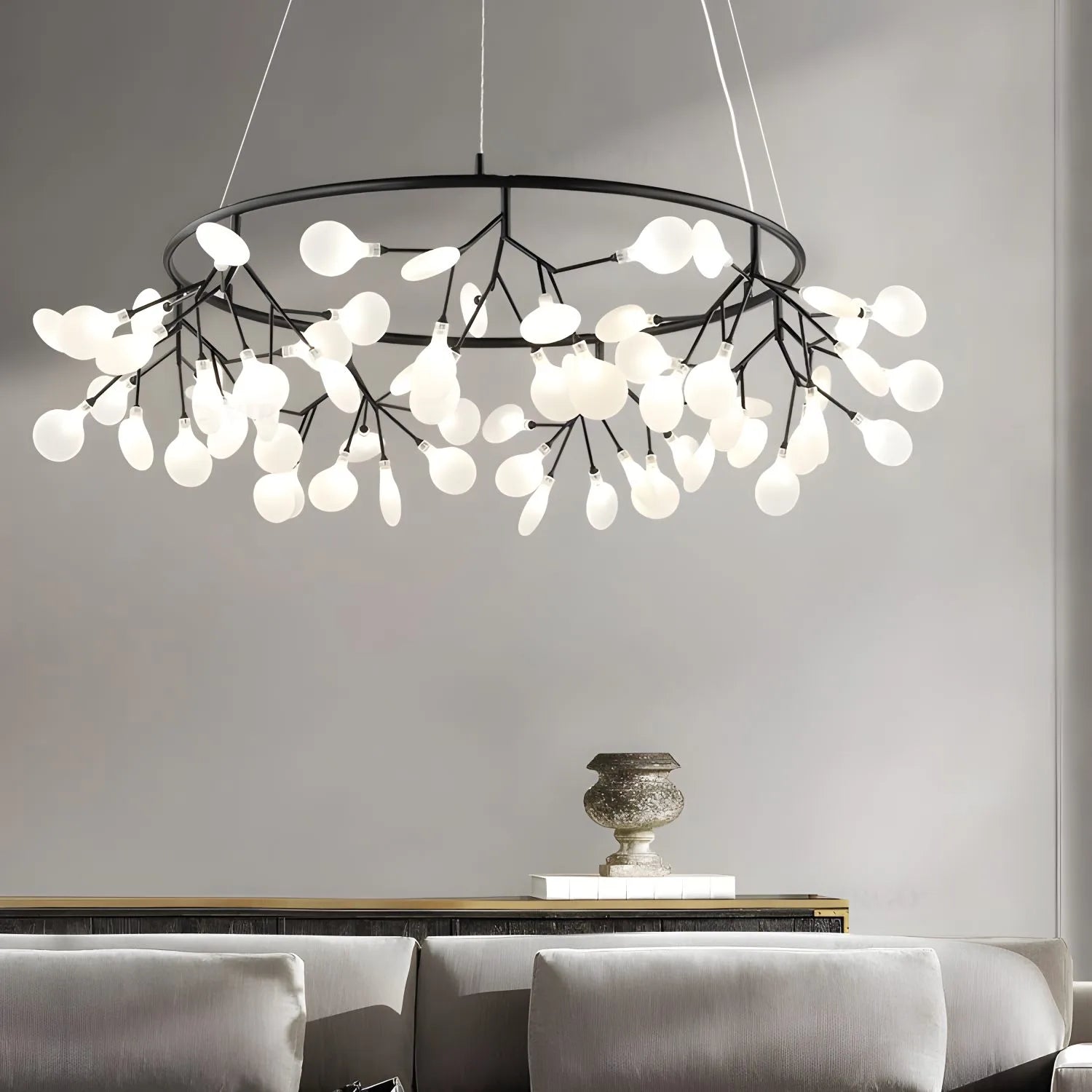 Antizer Black Firefly LED Chandelier 135 Heads-∅ 41.3″x H 13.8" / Dia 105cm x H 35cm