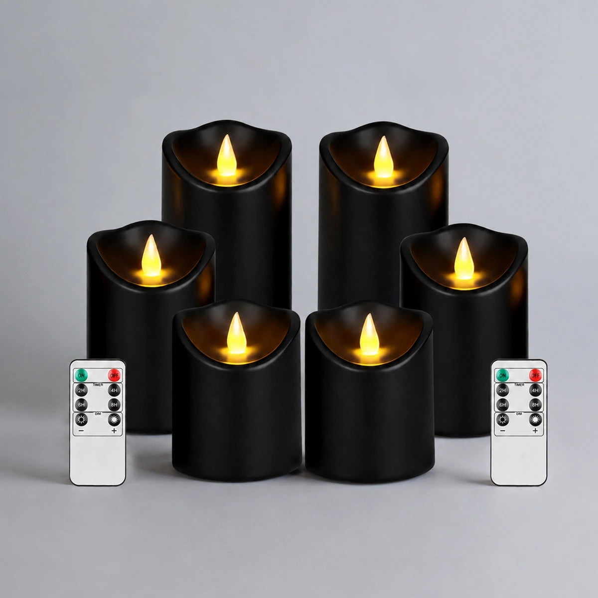 Antizer Black Outdoor Waterproof Pillars Flameless Candle 24 Pack × 6