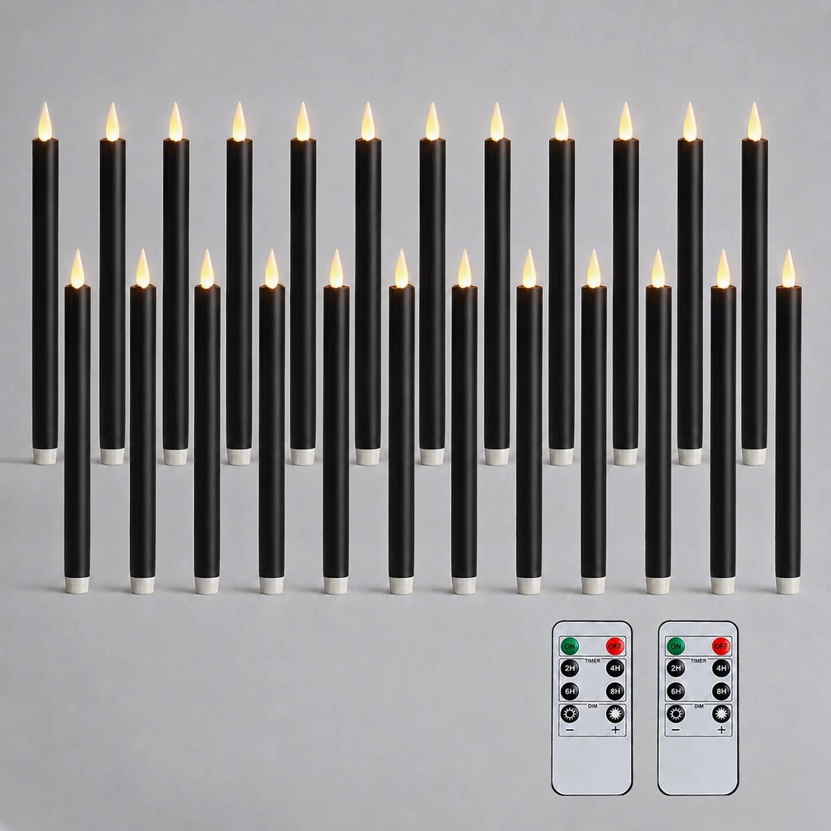 Antizer Black Smooth Flameless Taper Candle 24 Pack × 16
