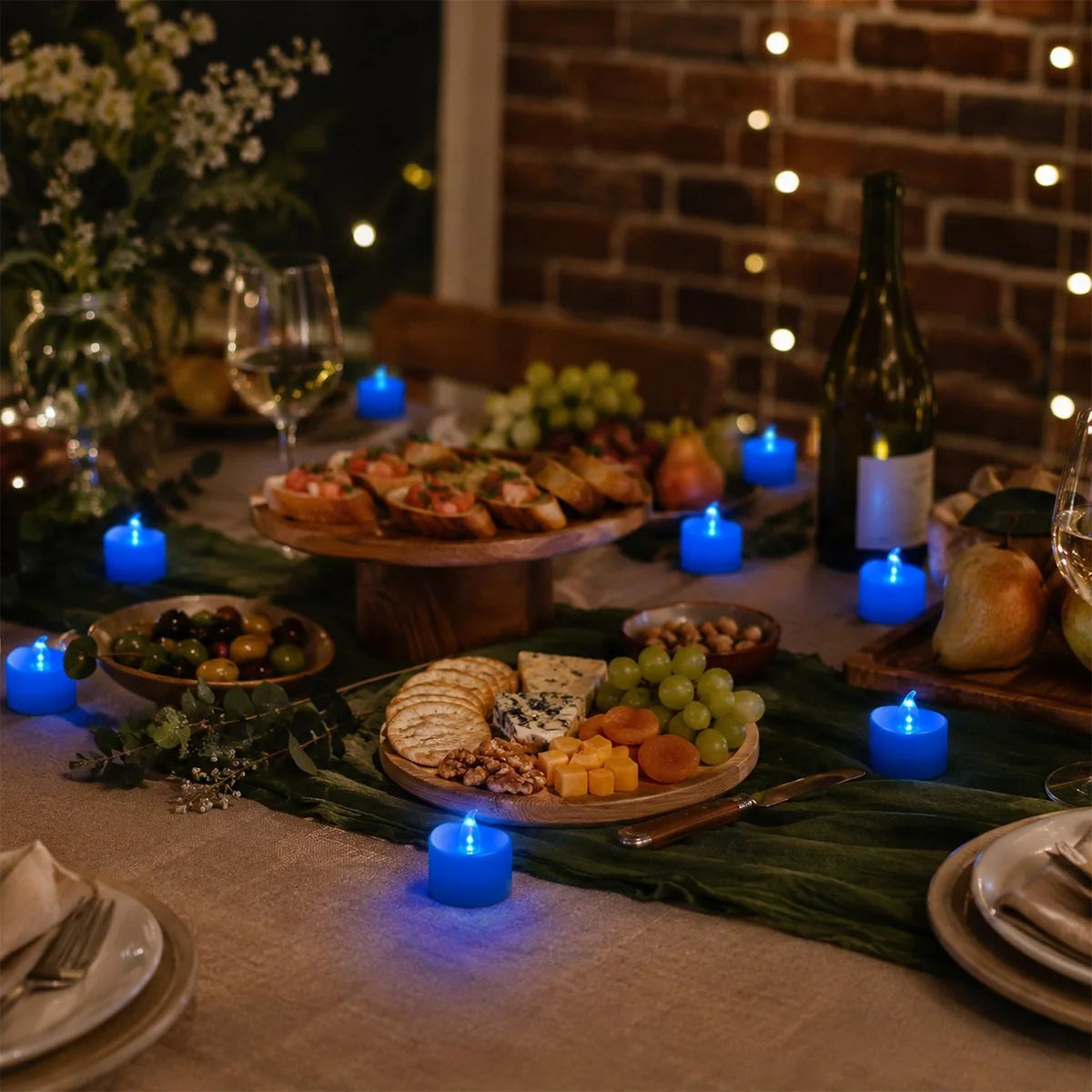 Antizer Blue LED Flameless Candle Tealights 100 Pack × 18
