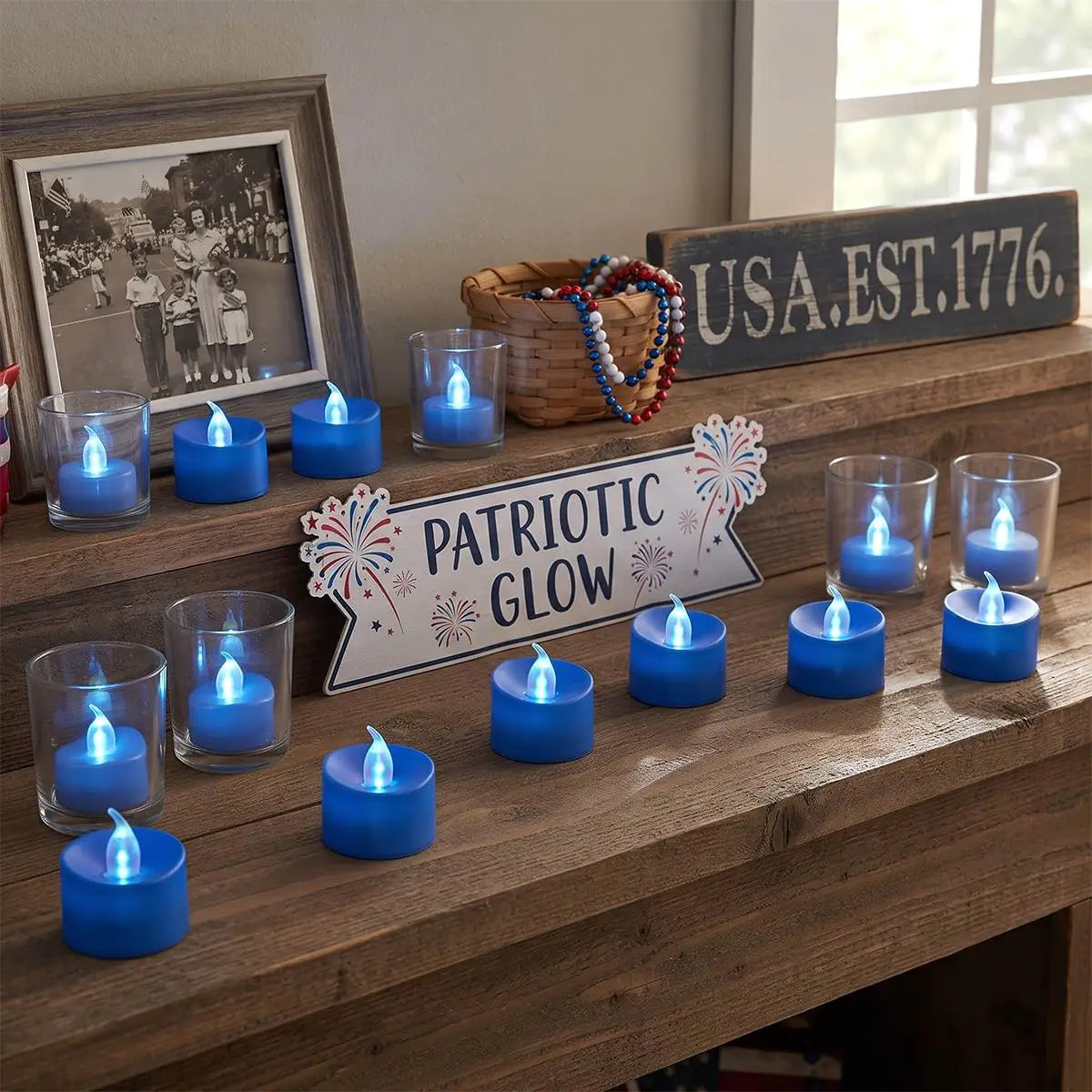 Antizer Blue LED Flameless Candle Tealights 100 Pack × 18