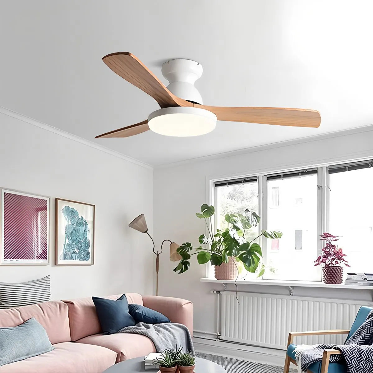 Antizer Vintage 3-leaf Wood Ceiling Fan Lamp