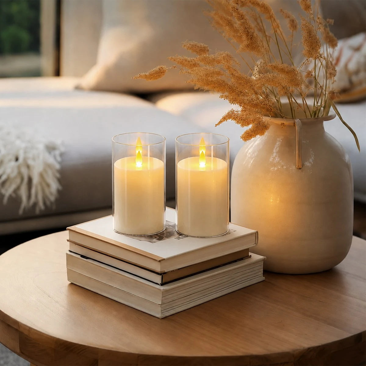 Antizer Clear Acrylic Glass Pillar Flameless Candle 2 Pack × 63