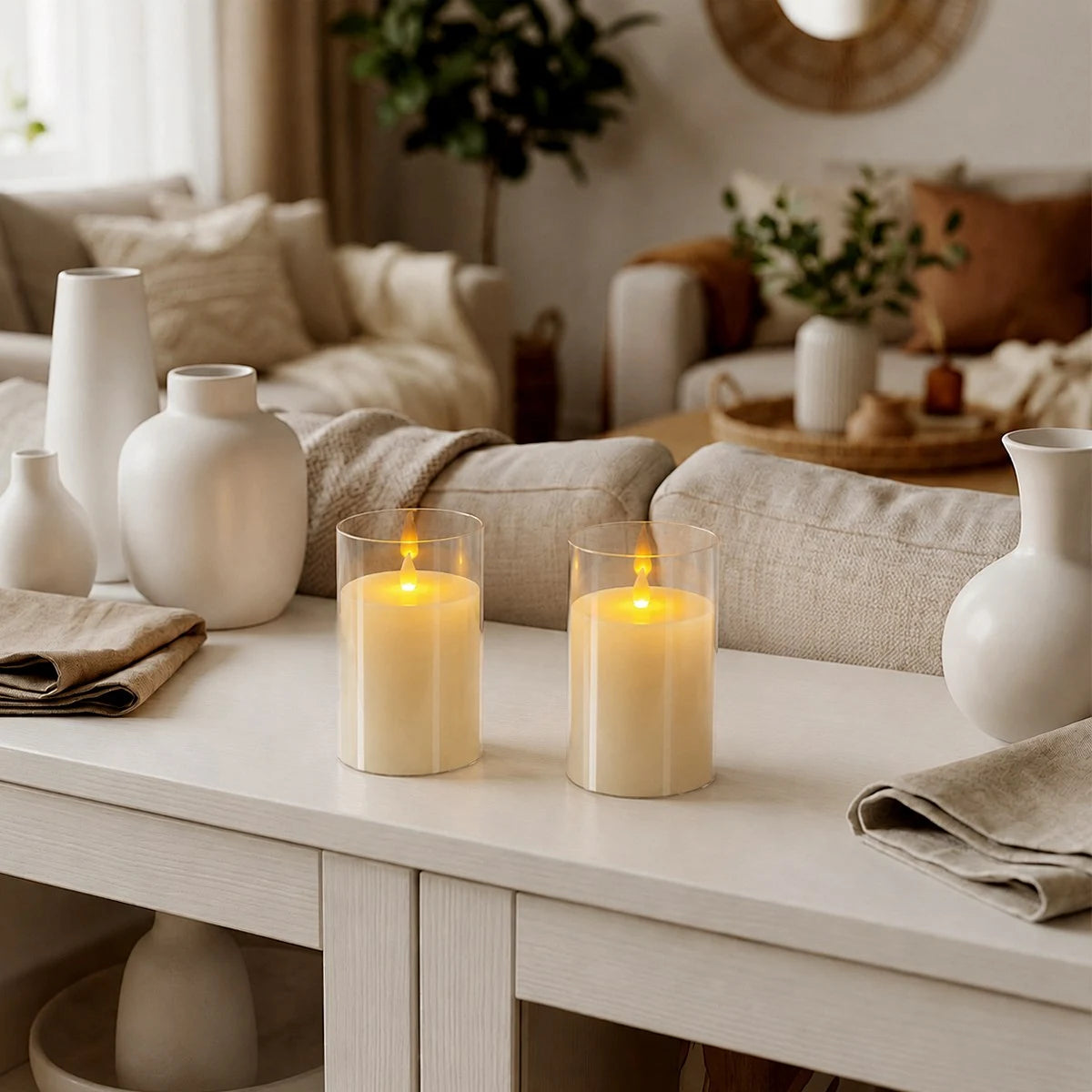 Antizer Clear Acrylic Glass Pillar Flameless Candle 2 Pack × 63