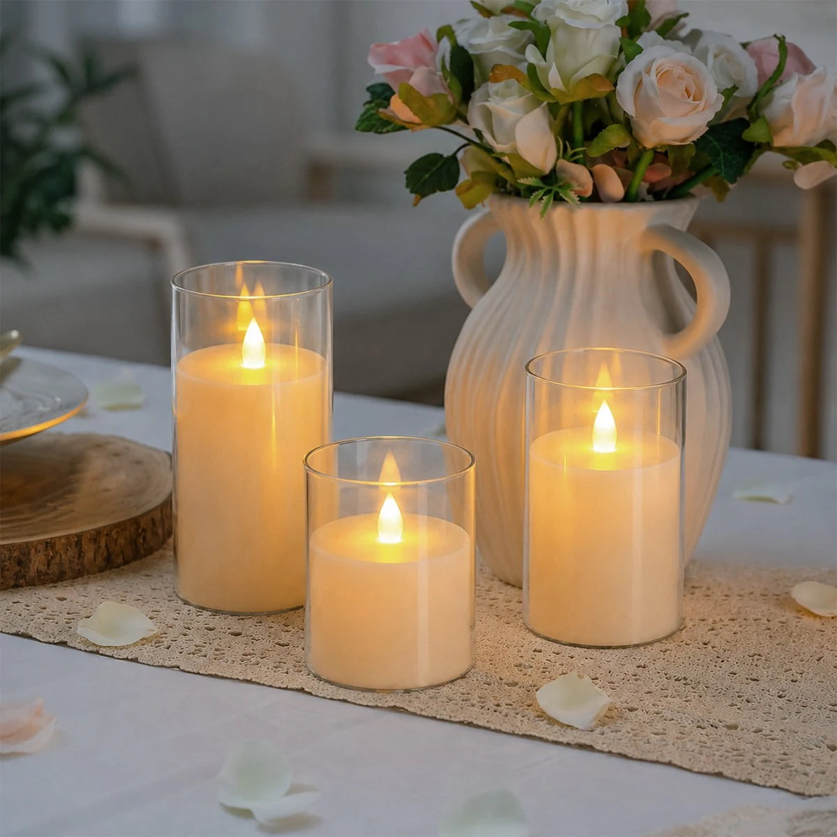 Antizer Clear Acrylic Glass Pillar Flameless Candle 12 Pack × 6