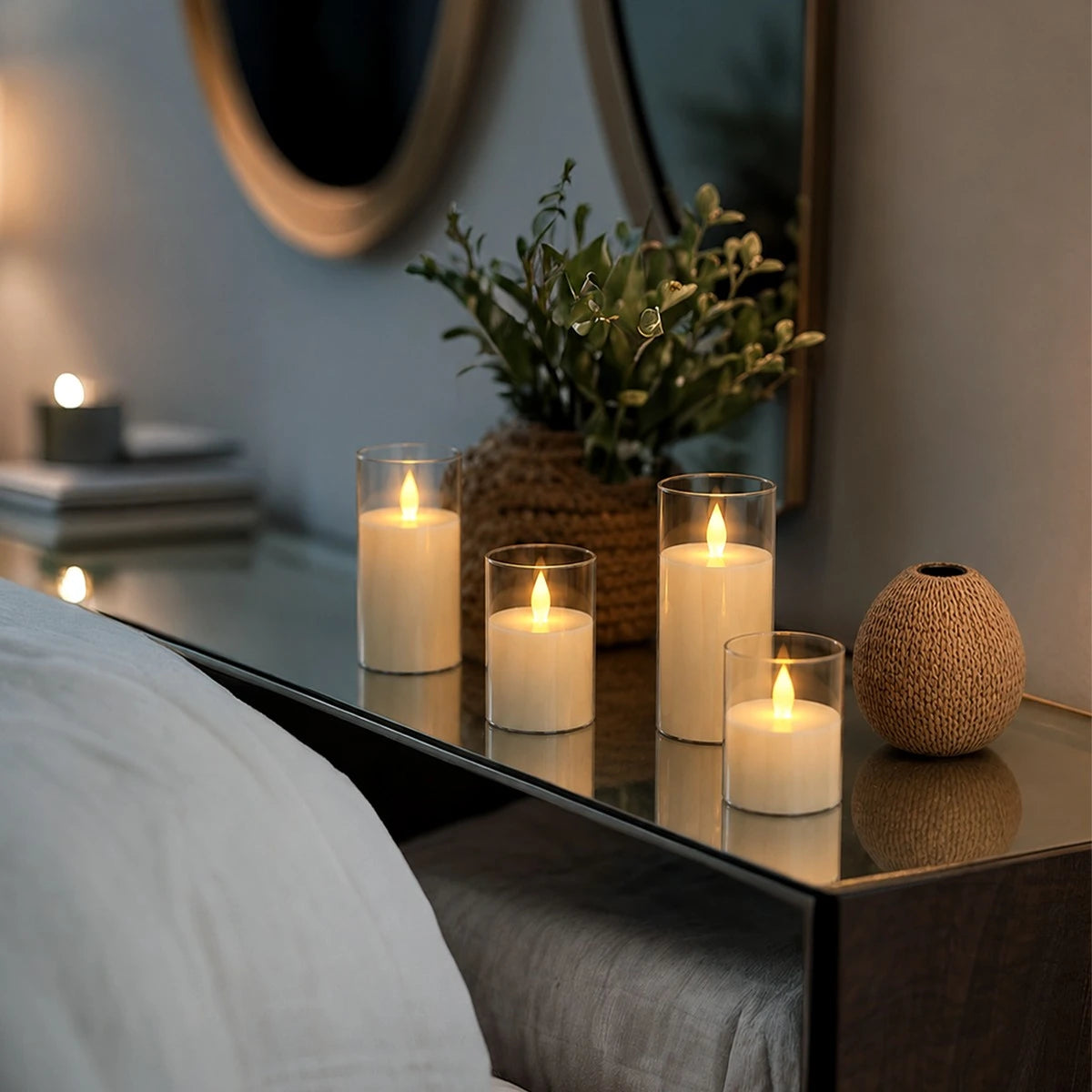 Antizer Clear Acrylic Glass Pillar Flameless Candle 12 Pack × 6