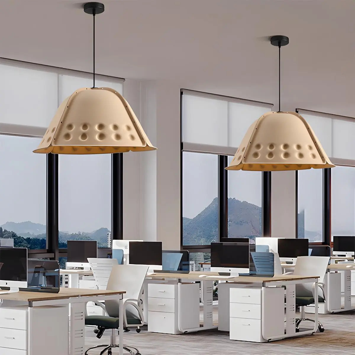 Antizer Clock Shaped Hot Pressed Acoustic Pendant Light Apricot Warm Light