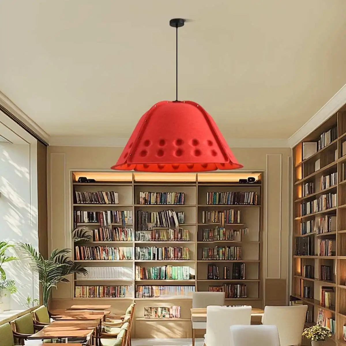 Antizer Clock Shaped Hot Pressed Acoustic Pendant Light Red Warm Light