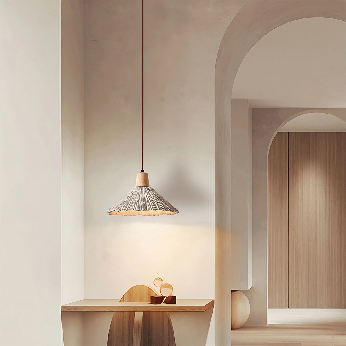 Antizer Concrete Pleated Pendant Lamp for Bedroom