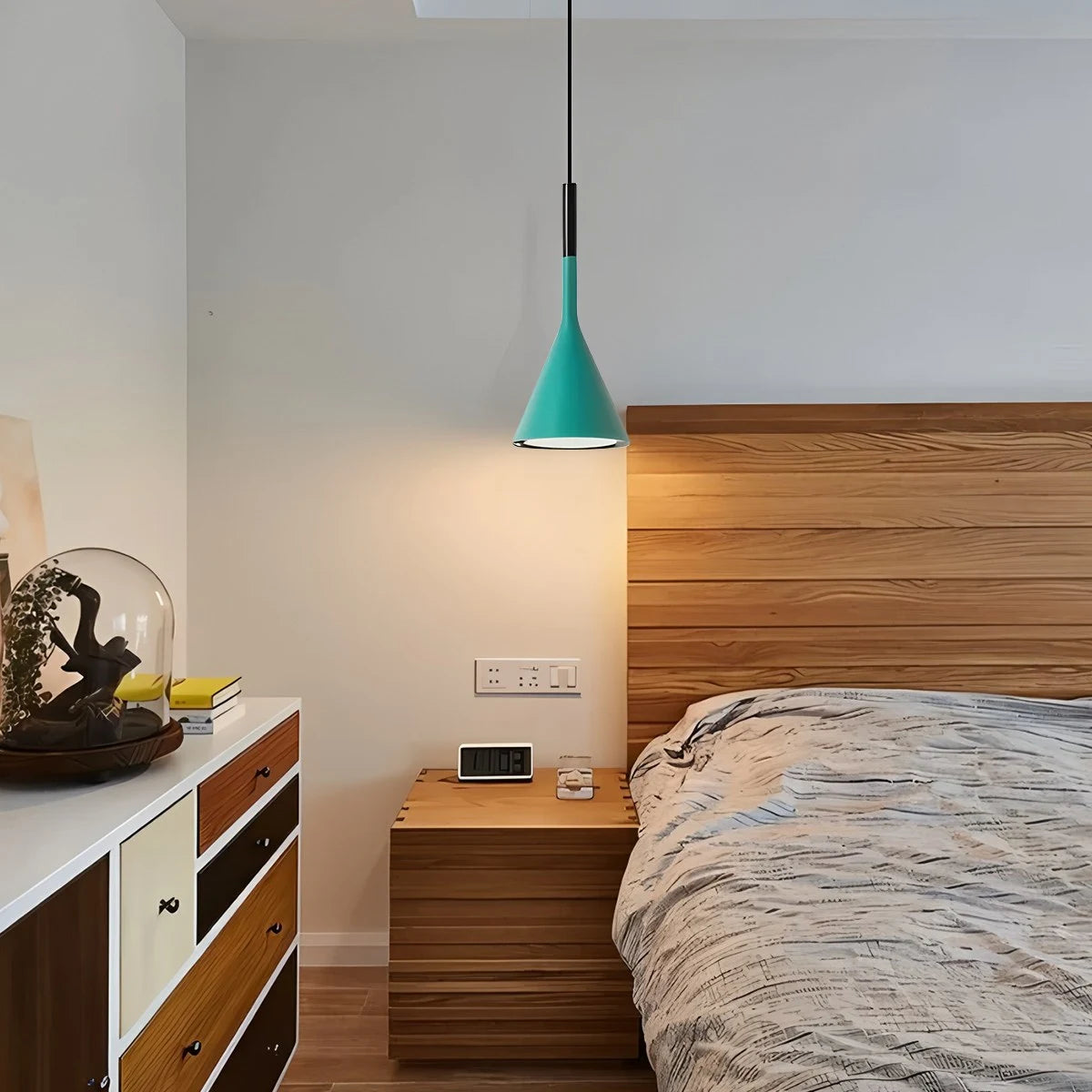 modern cone pendant light for bedroom