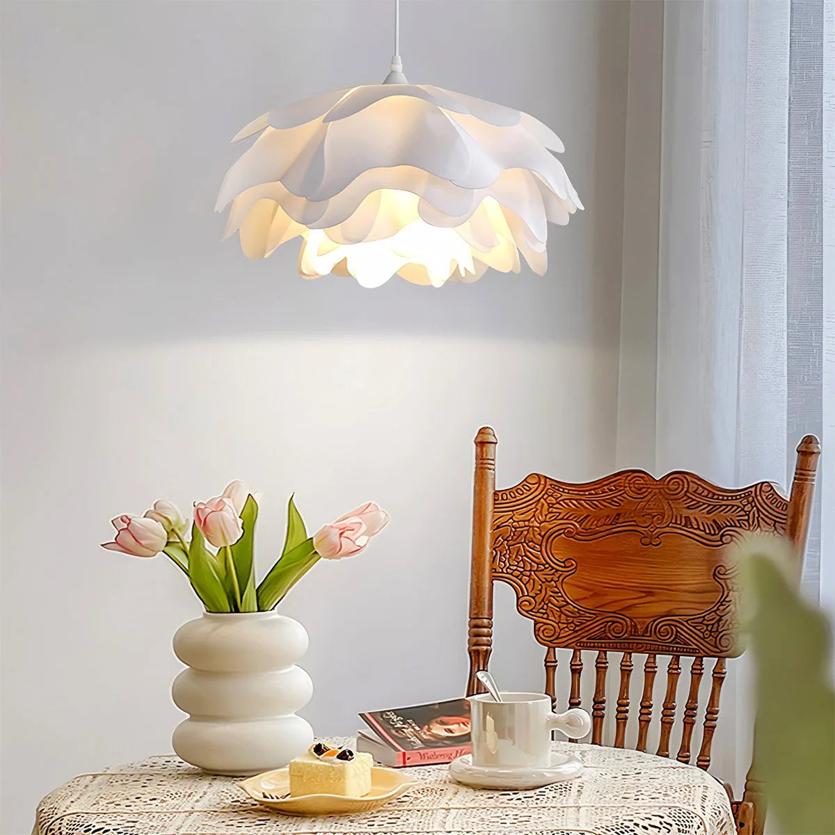 Antizer Flower Shaped White Pendant Lamp for Bedroom
