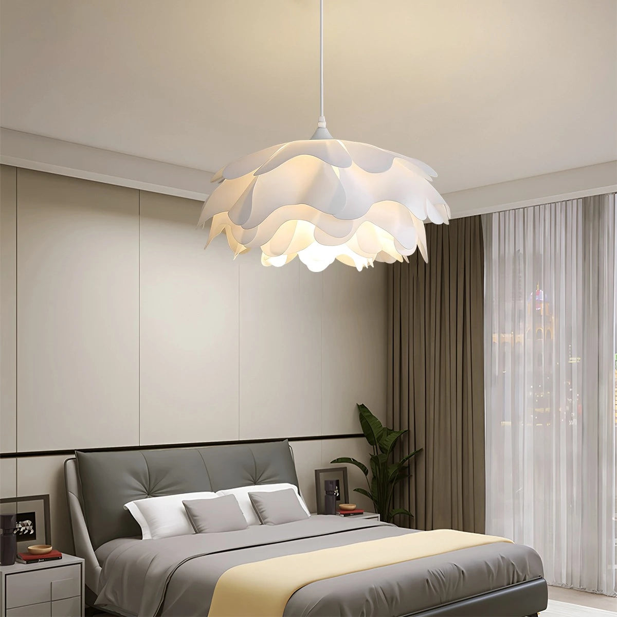 Antizer Flower Shaped White Pendant Lamp for Bedroom