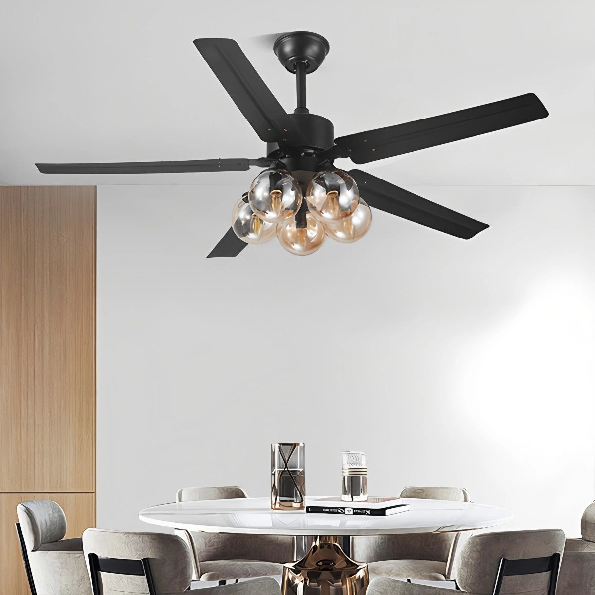 Antizer American Retro Glass Globe Ceiling Fan Light