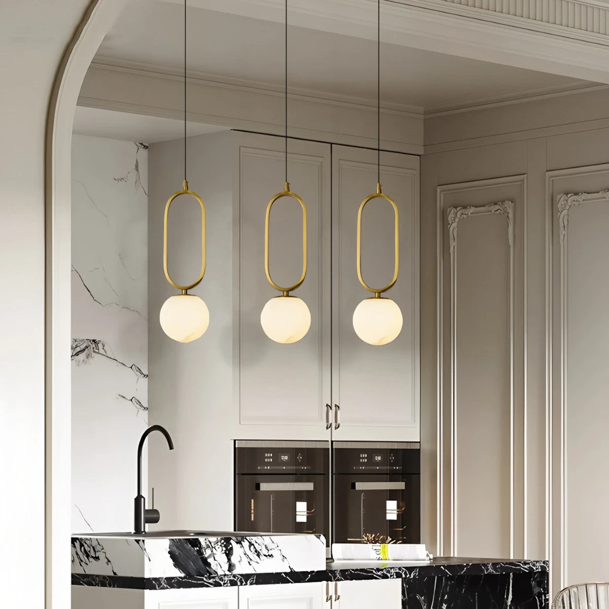 Antizer Gong Alabaster Globe Pendant Light for Bedroom