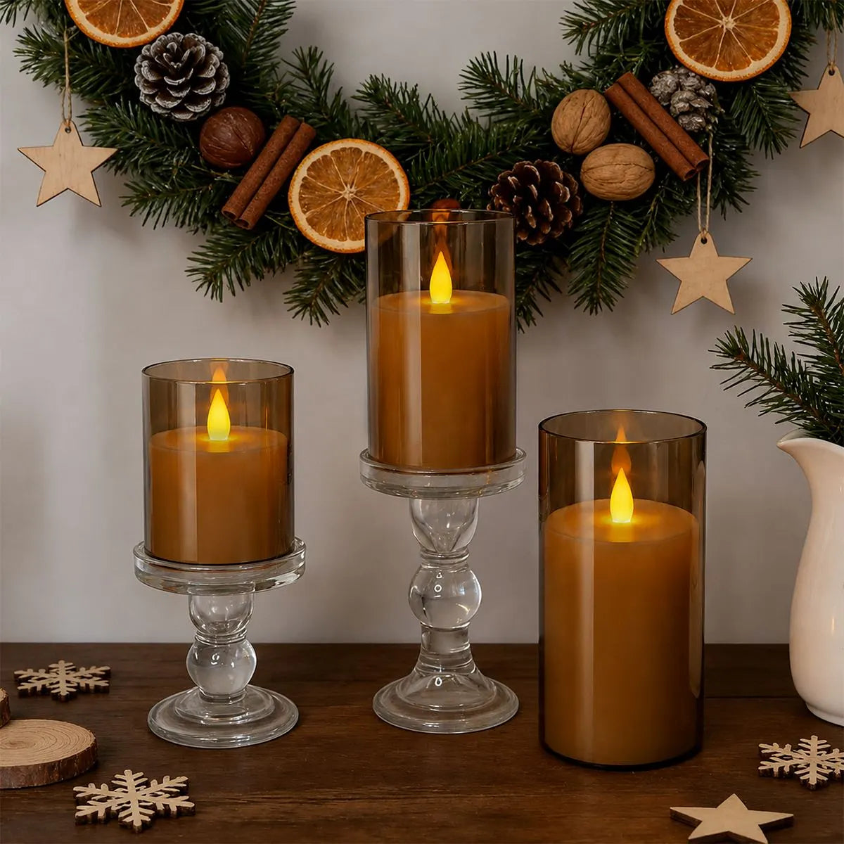 Antizer Gray Acrylic Glass Pillar Flameless Candle 12 Pack × 6