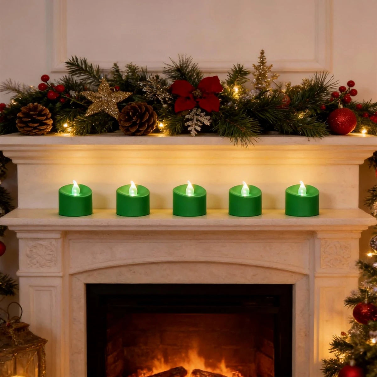 Antizer Green LED Flameless Candle Tealights 100 Pack × 18