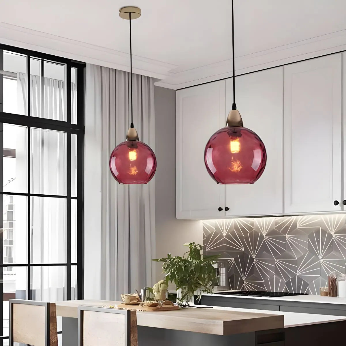 glass ball pendant light for kitchen island