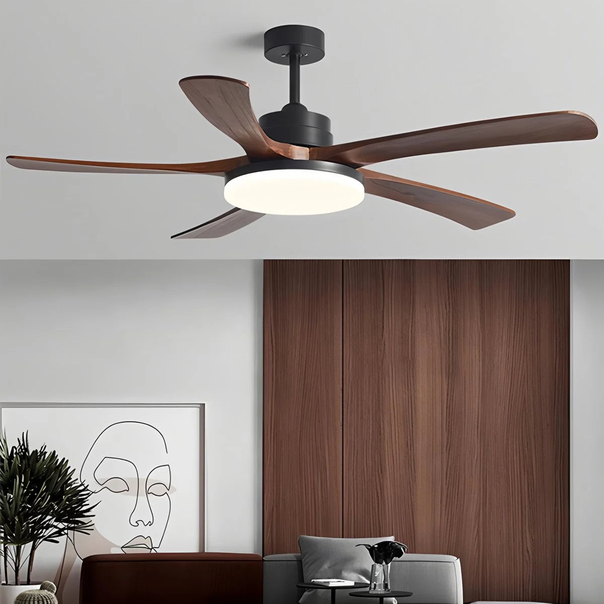 Antizer High Wind Wood Ceiling Fan Light
