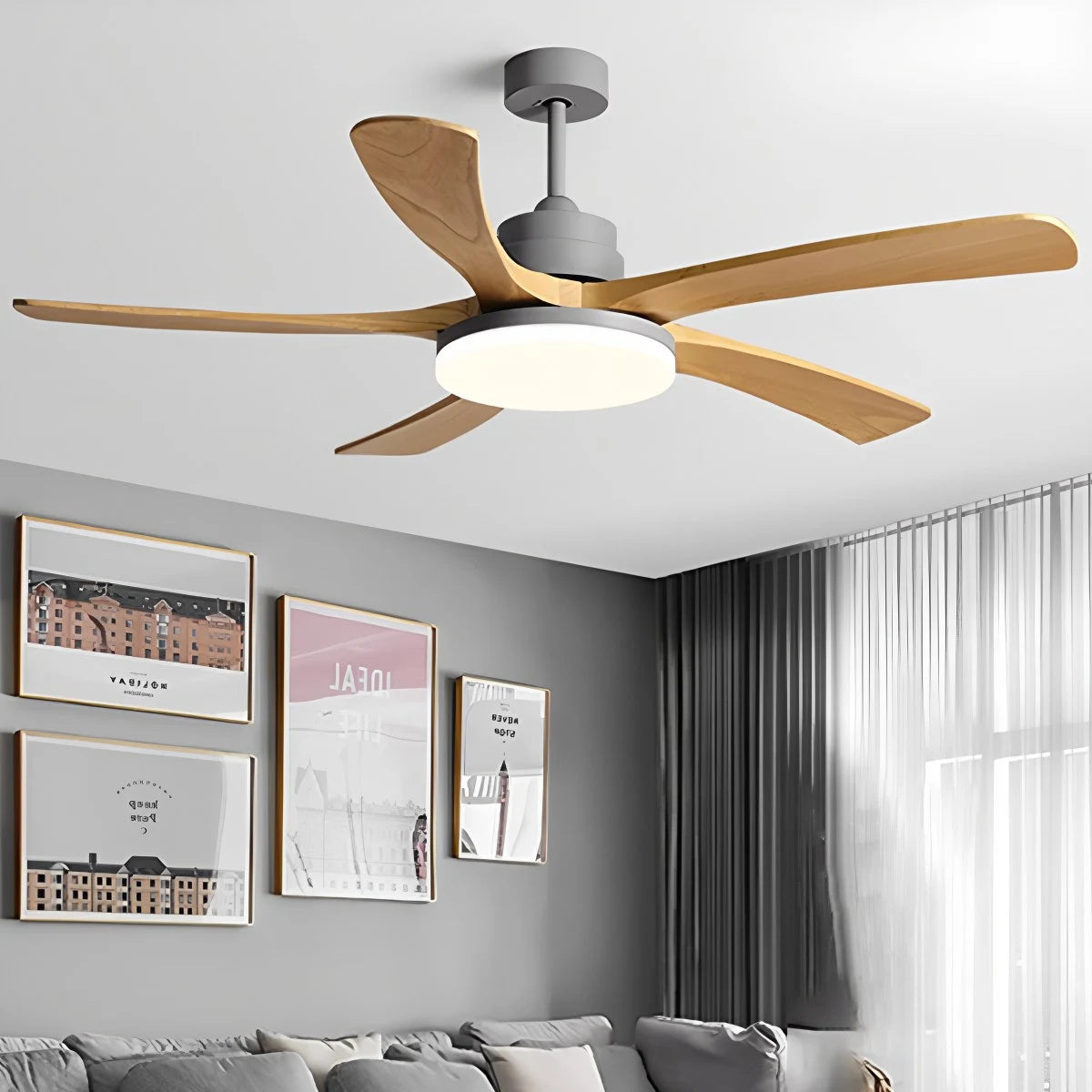 Antizer High Wind Wood Ceiling Fan Light