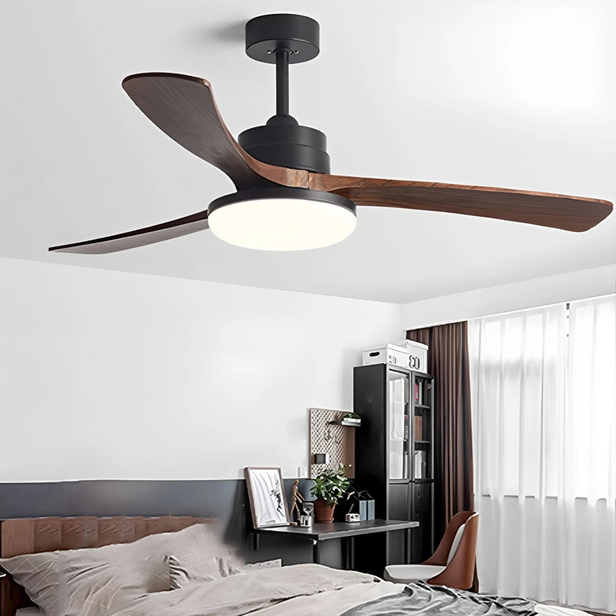 Antizer High Wind Wood Ceiling Fan Light