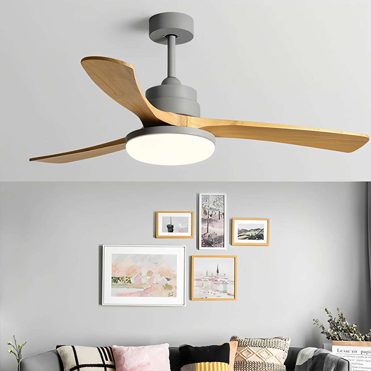 Antizer High Wind Wood Ceiling Fan Light