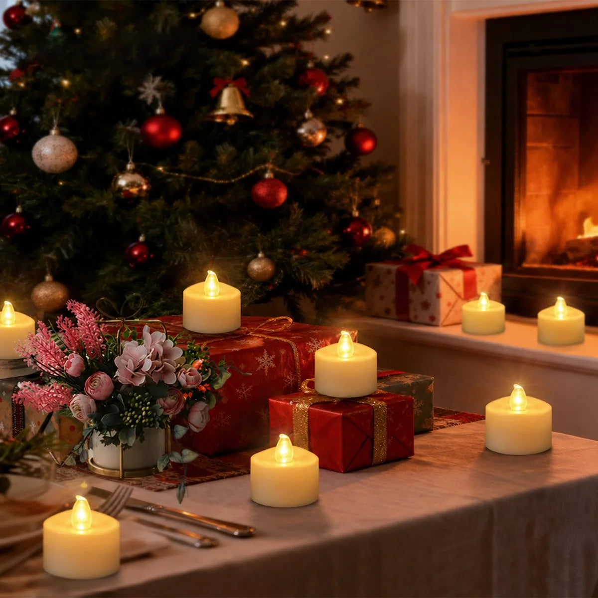 Antizer Ivory  LED Flameless Candle Tealights 100 Pack × 18