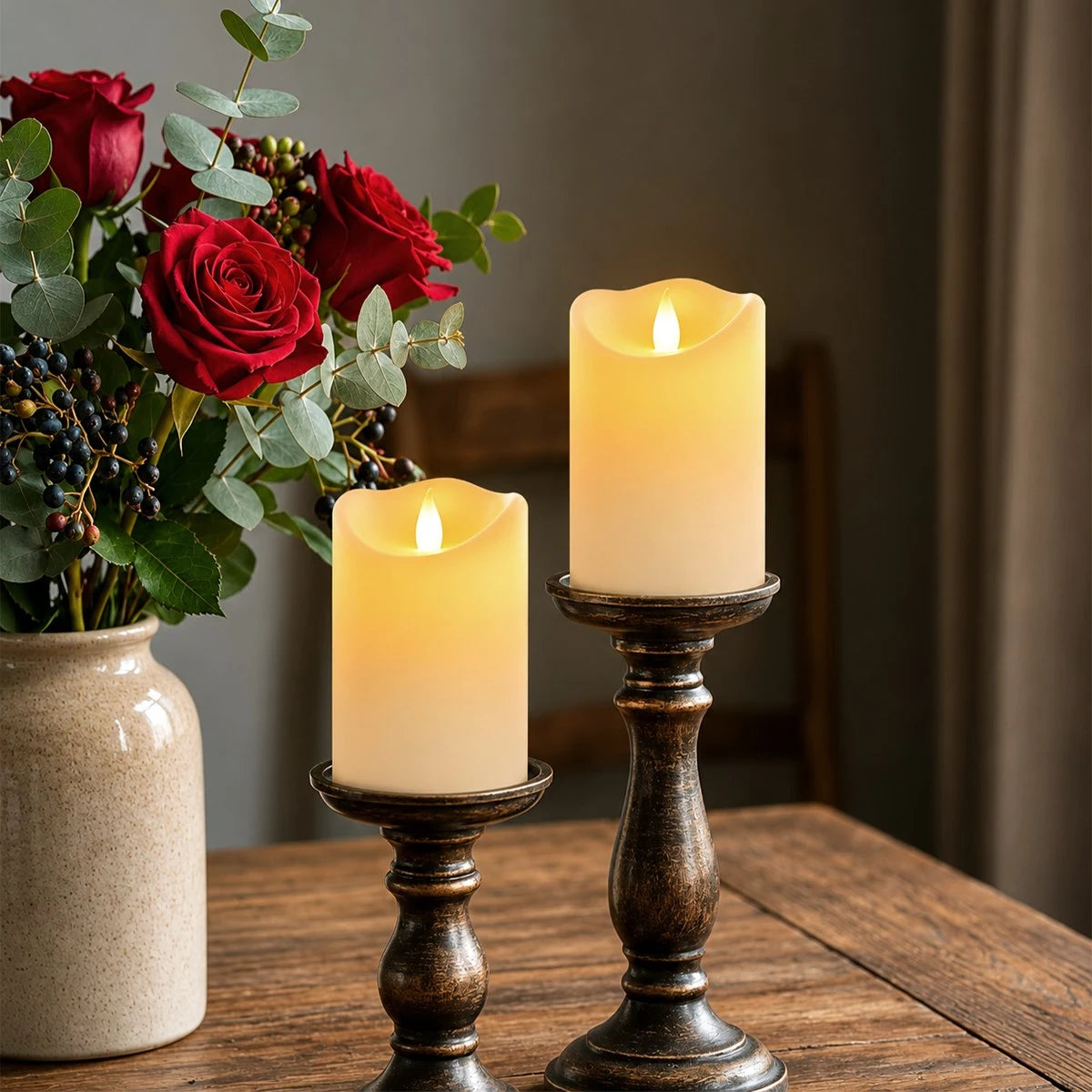 Antizer Ivory Outdoor Waterproof Pillars Flameless Candle 12 Pack × 12