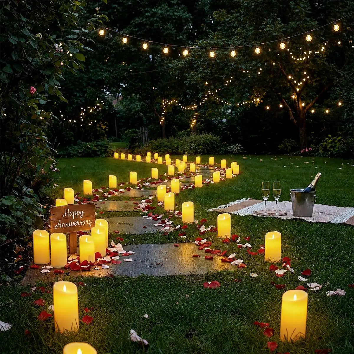 Antizer Ivory Outdoor Waterproof Pillars Flameless Candle 12 Pack × 12