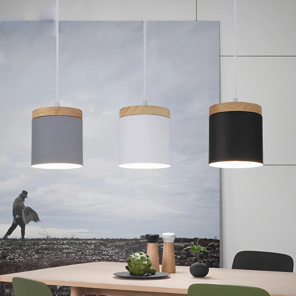Hanging Wood Pendant Light
